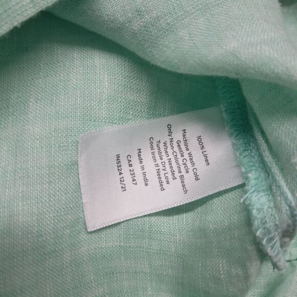 Talbots 100% Linen Tank Top Women's XS Green Sleeveless Split Neck Beach Preppy - Picture 6 of 8